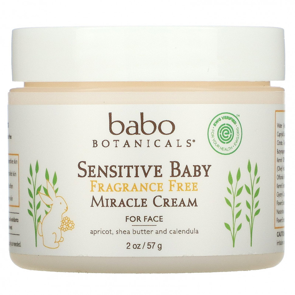 Babo Botanicals, Крем для лица Sensitive Baby Miracle, без отдушек, 57 г (2 унции) Бабо Ботаникалс BBO-01110