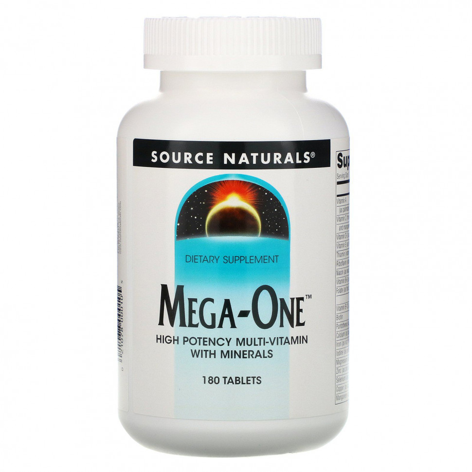 Source Naturals, Mega-One, высокоэффективный мультивитамин с минералами, 180 таблеток SNS-00010