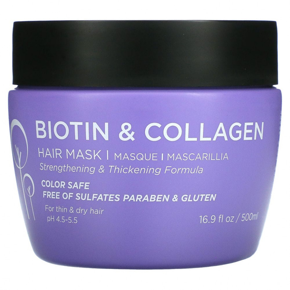 Luseta Beauty, Биотин и коллаген, маска для волос, 500 мл (16,9 жидк. Унции) LBY-00401