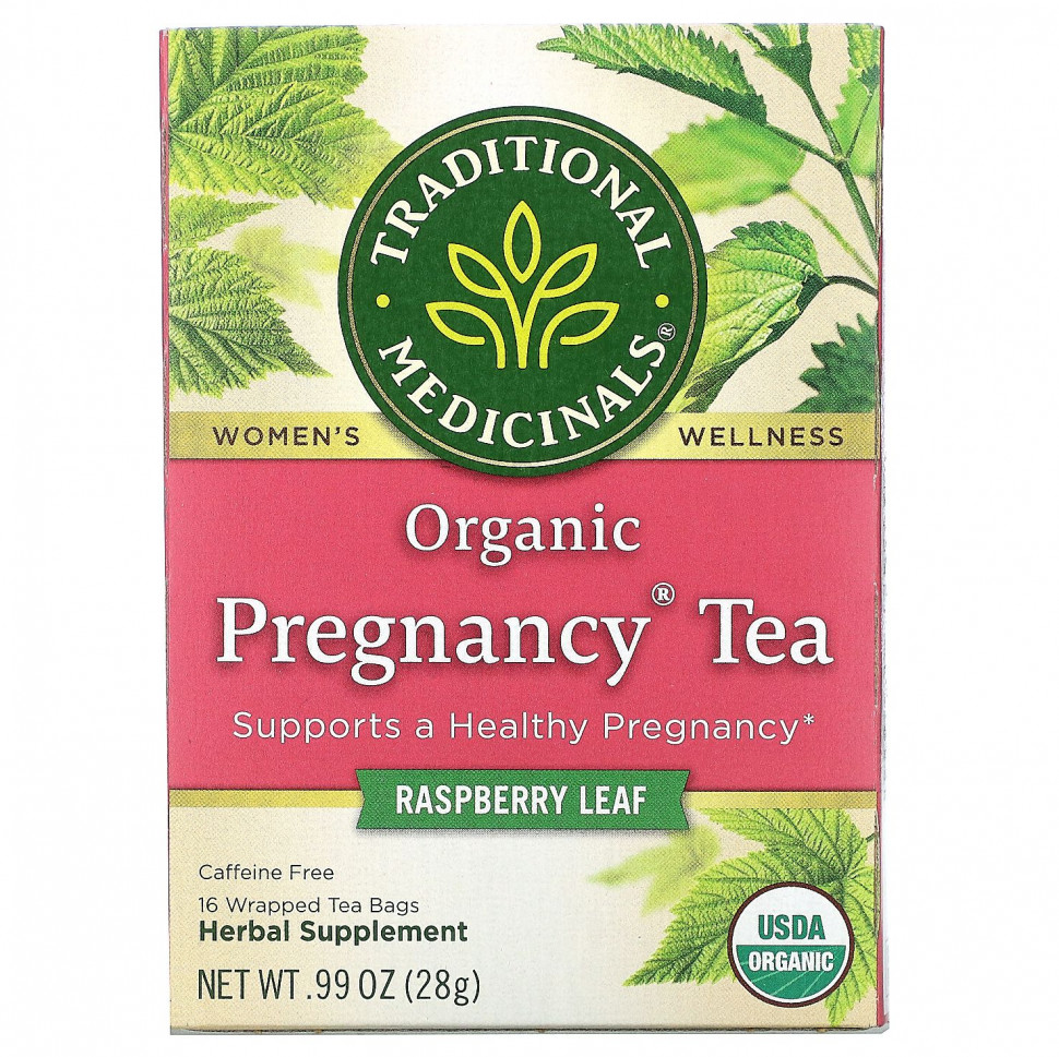Traditional Medicinals, органический чай для беременных, листья малины, без кофеина, 16 чайных пакетиков, 28 г (0,99 унции) Традитионал Медисиналс TRA-00012