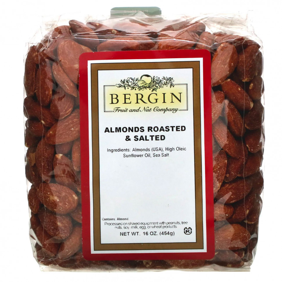 Bergin Fruit and Nut Company, Обжаренный соленый миндаль, 16 унций (454 г) Бергин Фрут и Нат Кампани BFN-00035