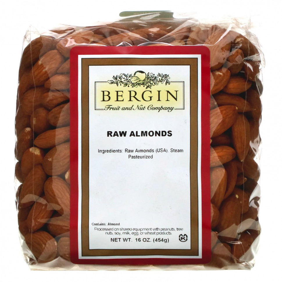 Bergin Fruit and Nut Company, Сырой миндаль, 16 унций (454 г) Бергин Фрут и Нат Кампани BFN-00033