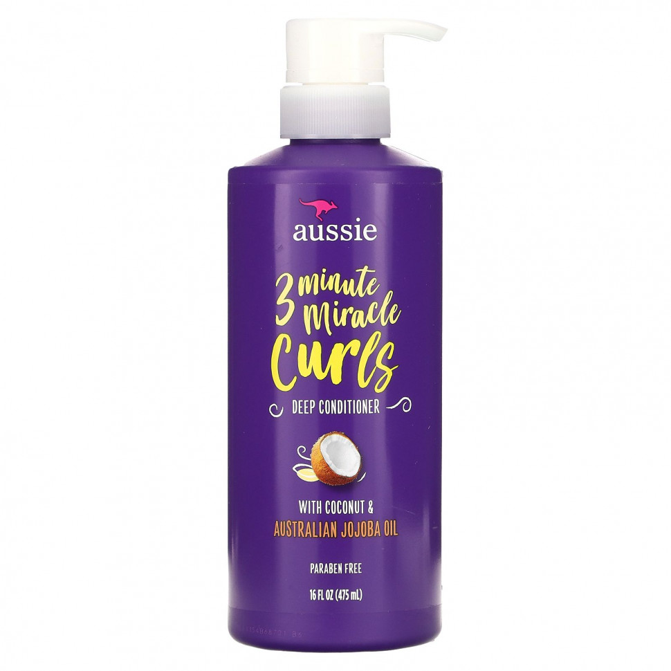 Aussie, 3 Minute Miracle Curls, кондиционер для глубокого нанесения, с кокосом и маслом австралийского жожоба, 475 мл (16 жидк. Унций) AUS-18669