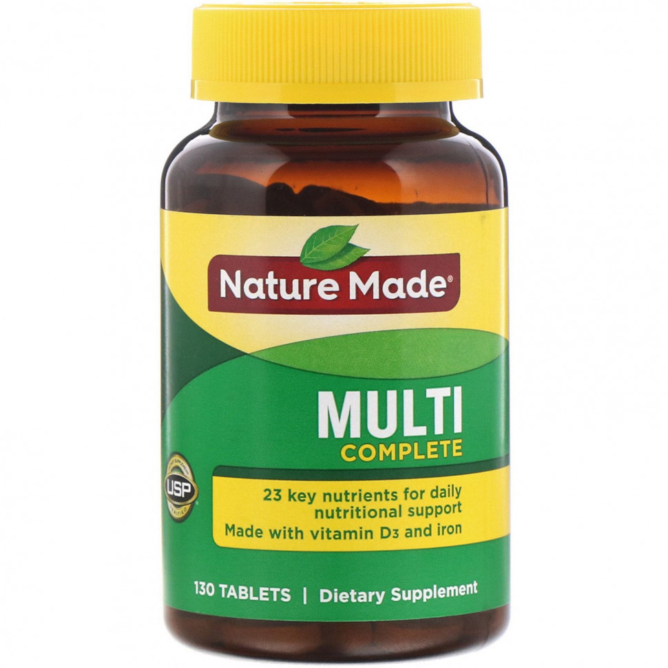 Nature Made, Multi Complete, комплекс мультивитаминов, 130 таблеток Натуре Маде NDM-02518