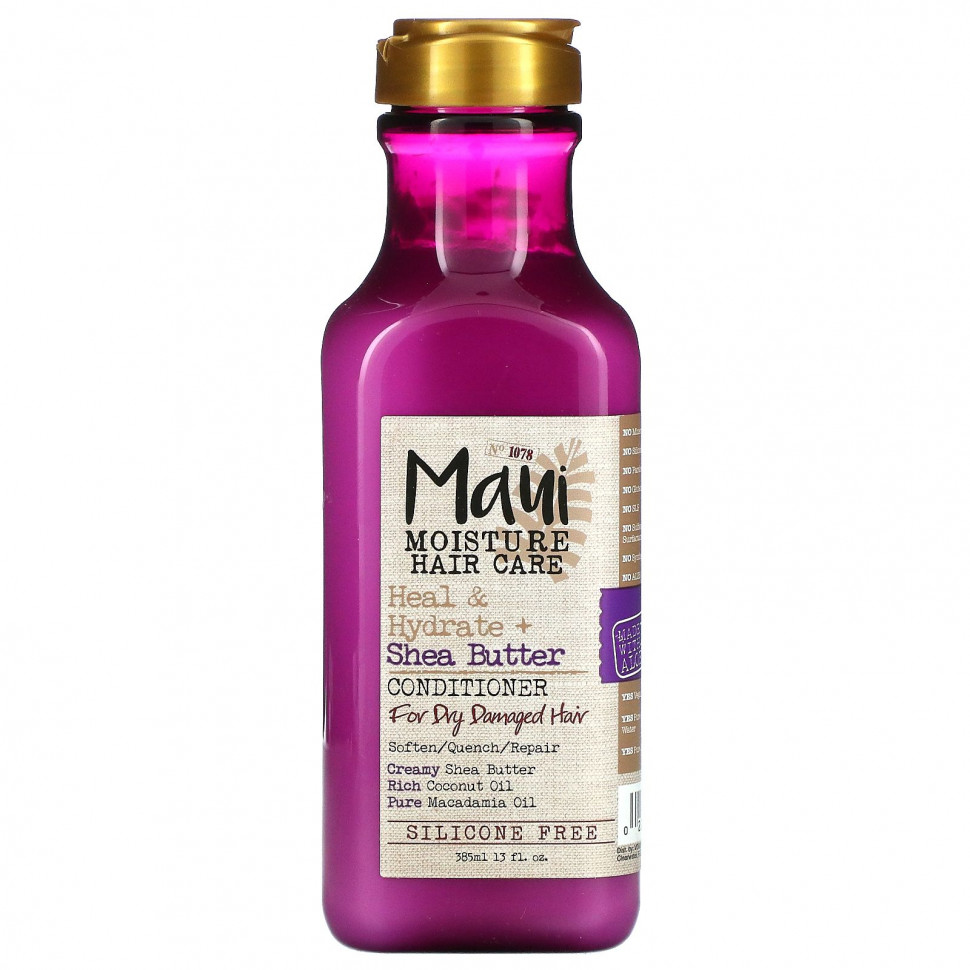 Maui Moisture, Heal & Hydrate + Shea Butter, кондиционер, для сухих, поврежденных волос, 385 мл (13 жидк. Унций) MMO-18012