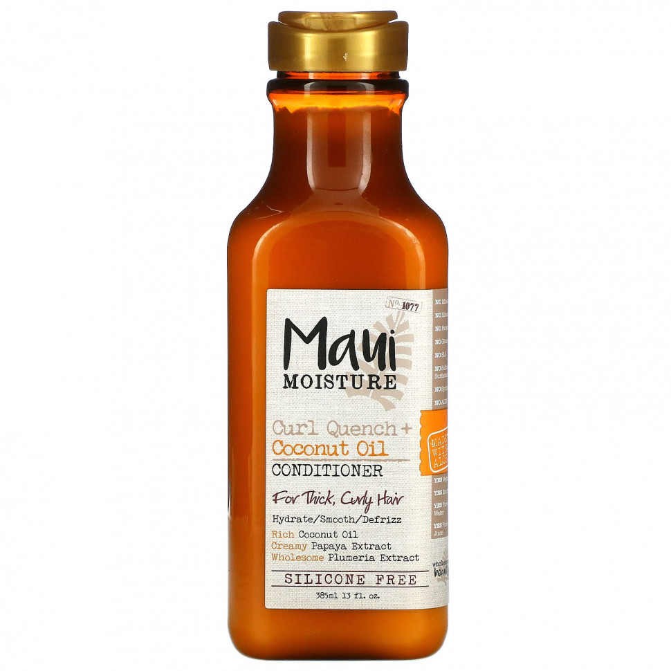 Maui Moisture, Curl Quench + Coconut Oil, кондиционер, для густых и вьющихся волос, 385 мл (13 жидк. Унций) MMO-18002