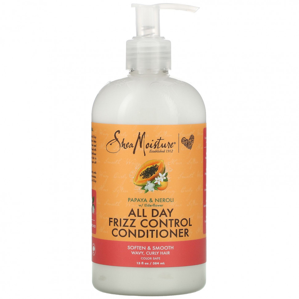 SheaMoisture, кондиционер против пушения волос в течение всего дня, папайя, нероли и цветки бузины, 384 мл (13 жидк. унций) Ши Мойстчэ SMT-01570