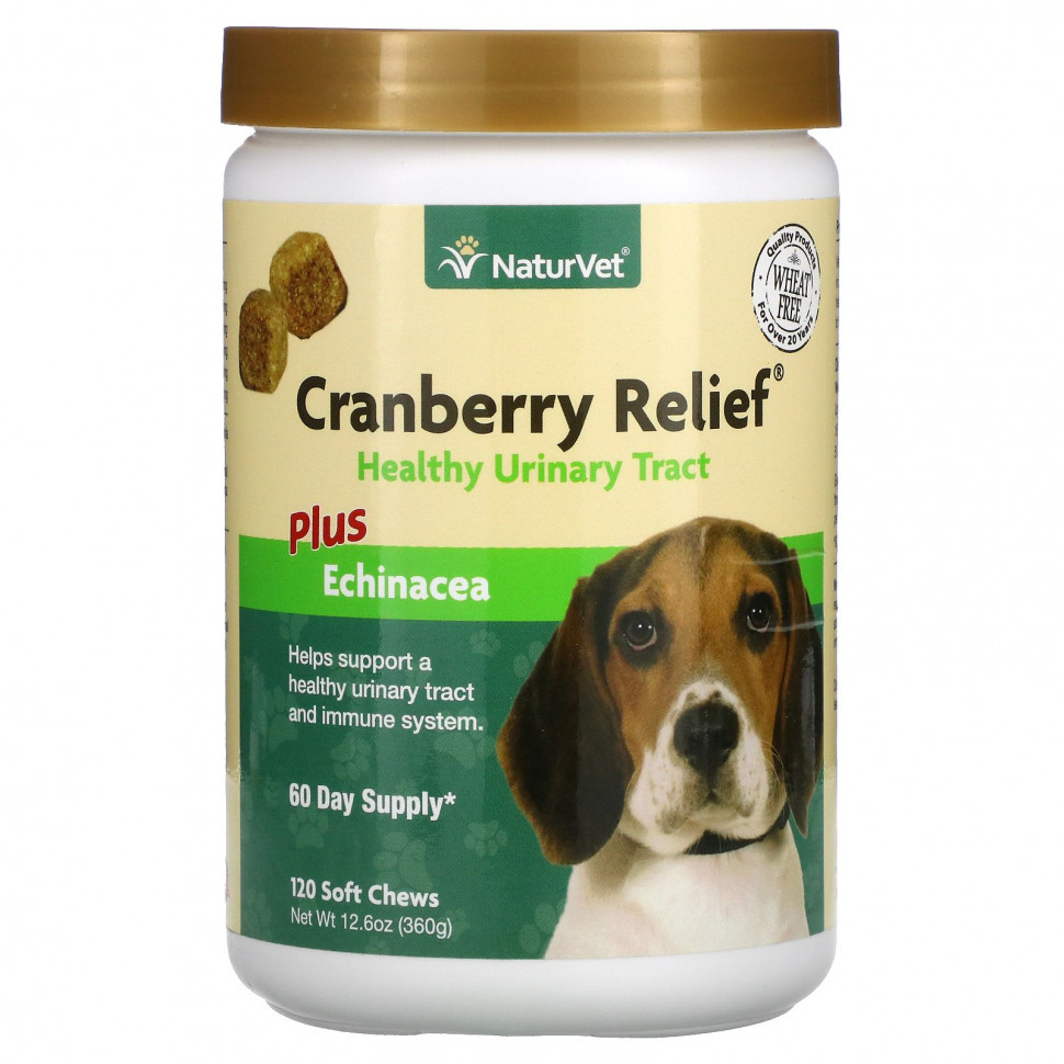 NaturVet, Cranberry Relief Plus, эхинацея, для собак, 120 жевательных таблеток, 360 г (12,6 унции) НатурВет VET-03704