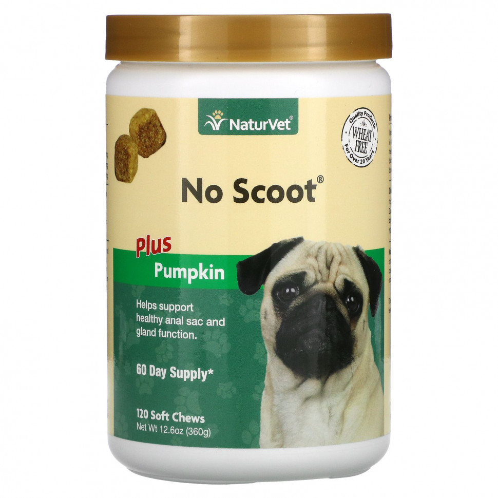 NaturVet, No Scoot Plus Pumpkin, для собак, 120 жевательных таблеток, 360 г (12,6 унции) НатурВет VET-03705