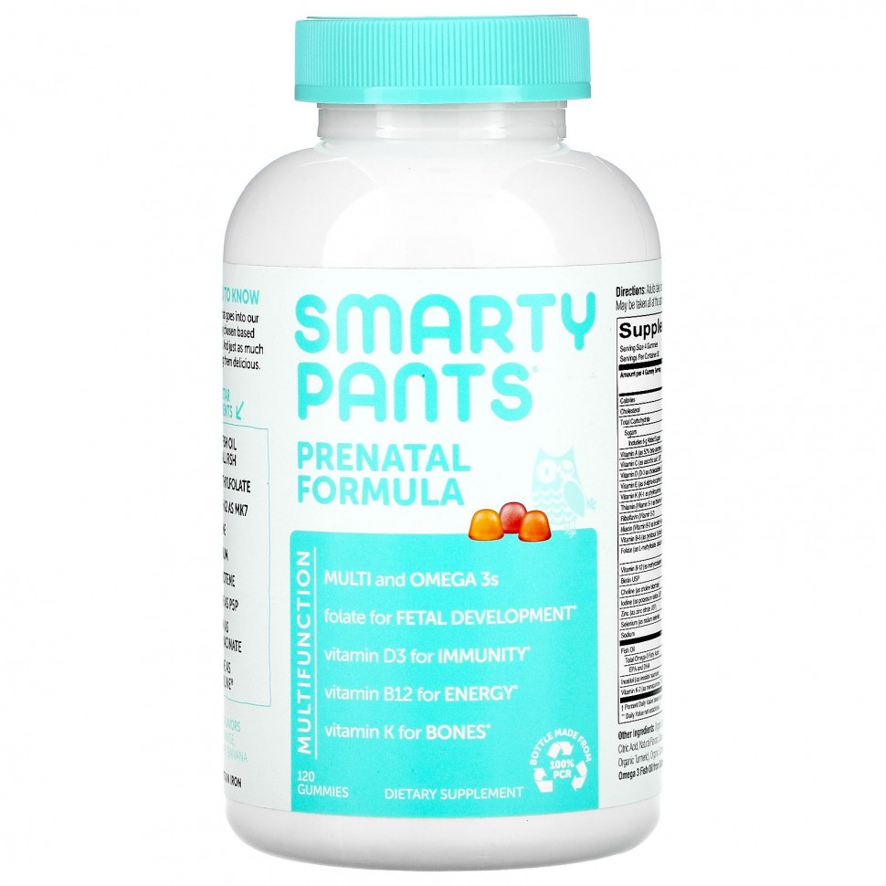 SmartyPants, предродовой комплекс, со вкусом лимона, апельсина, клубники с бананом, 120 жевательных конфет СмартиПэнтс SMA-00430