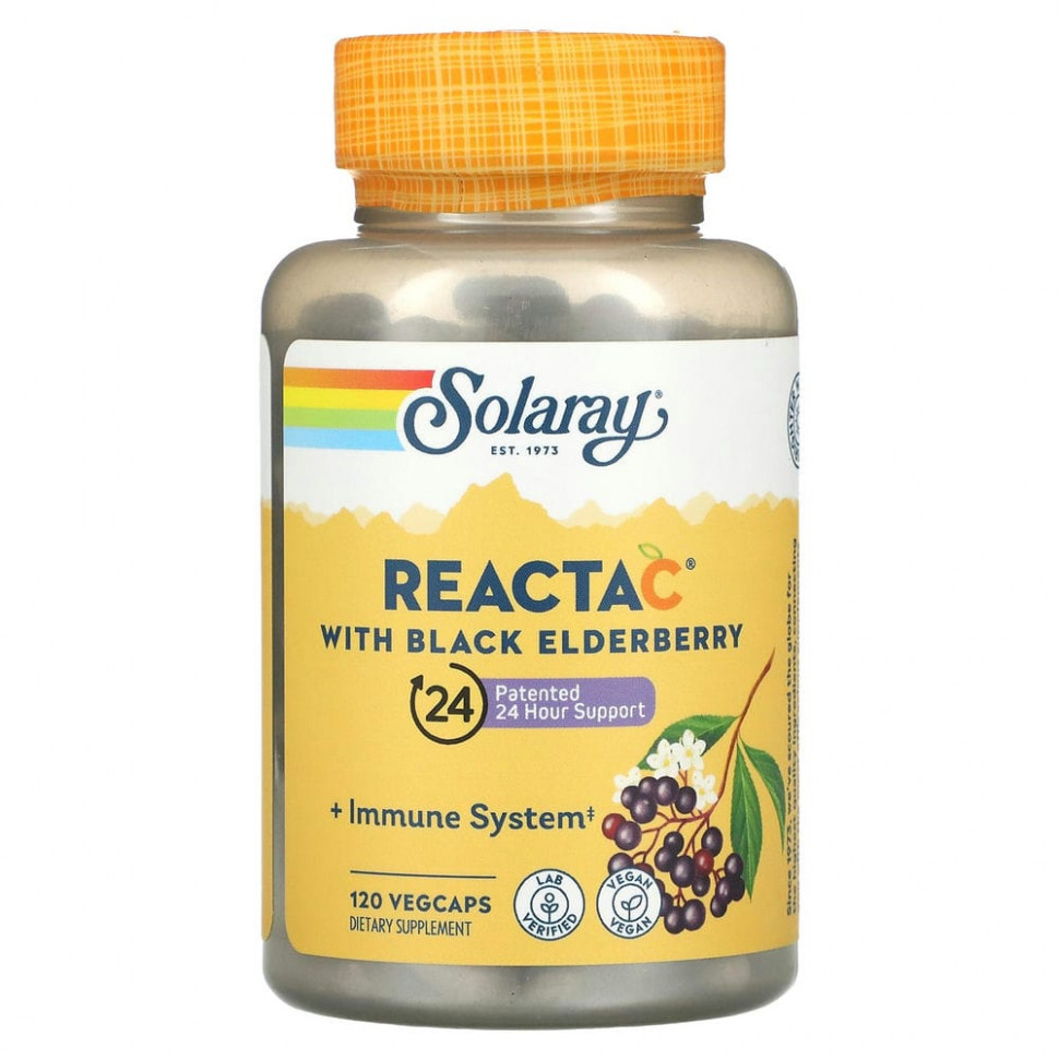 Solaray, Reacta C с черной бузиной, 120 вегетарианских капсул Соларай SOR-84663