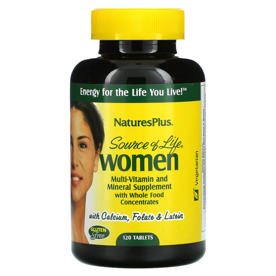 NaturesPlus, Source of Life, мультивитаминная и минеральная добавка для женщин с цельными пищевыми концентратами, 120 таблеток Натурес Плюс NAP-30950