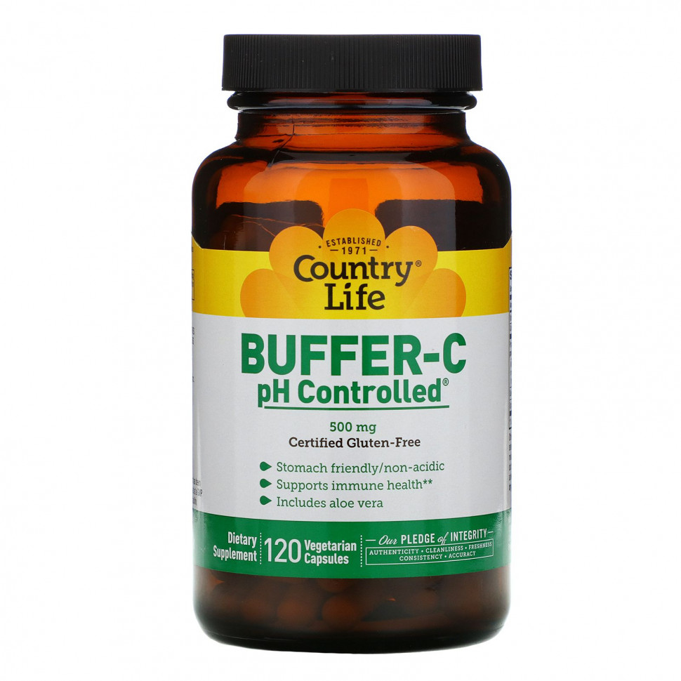 Country Life, Buffer-C pH Controlled, 500 мг, 120 вегетарианских капсул Кантри Лайф CLF-07085