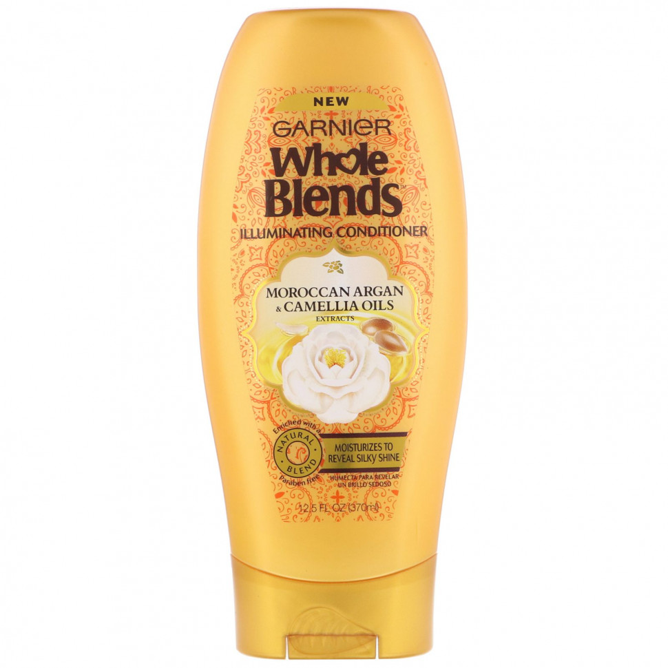Garnier, Whole Blends, кондиционер для придания блеска, «Экстракты масел камелии и марокканской арганы», 370 мл GNR-45931