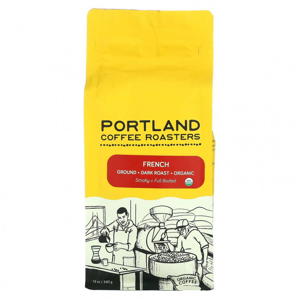 Portland Coffee Roasters, Органический кофе, молотый, темная обжарка, французский, 340 г (12 унций) PCR-40116