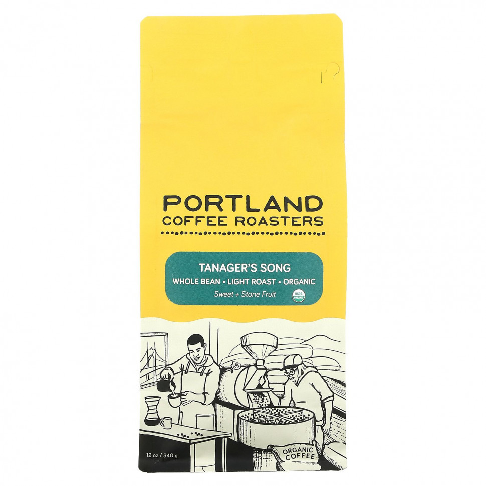 Portland Coffee Roasters, Органический кофе, цельные зерна, жирная обжарка, песня Танагера, 340 г (12 унций) PCR-40091