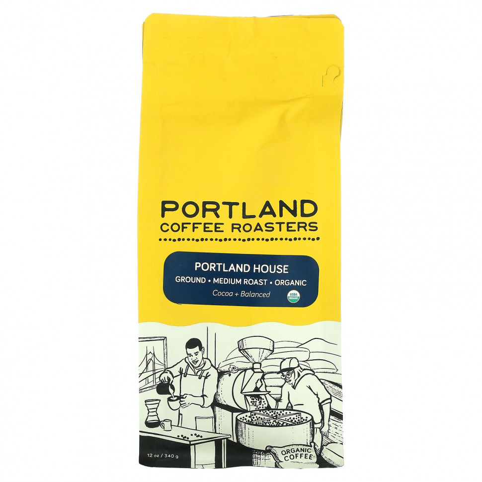 Portland Coffee Roasters, Органический кофе, молотый, средней обжарки, Portland House, 340 г (12 унций) PCR-48112