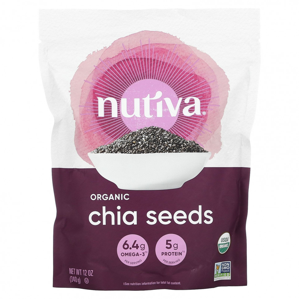 Nutiva, органические семена чиа, 340 г (12 унций) Нутива NUT-10311