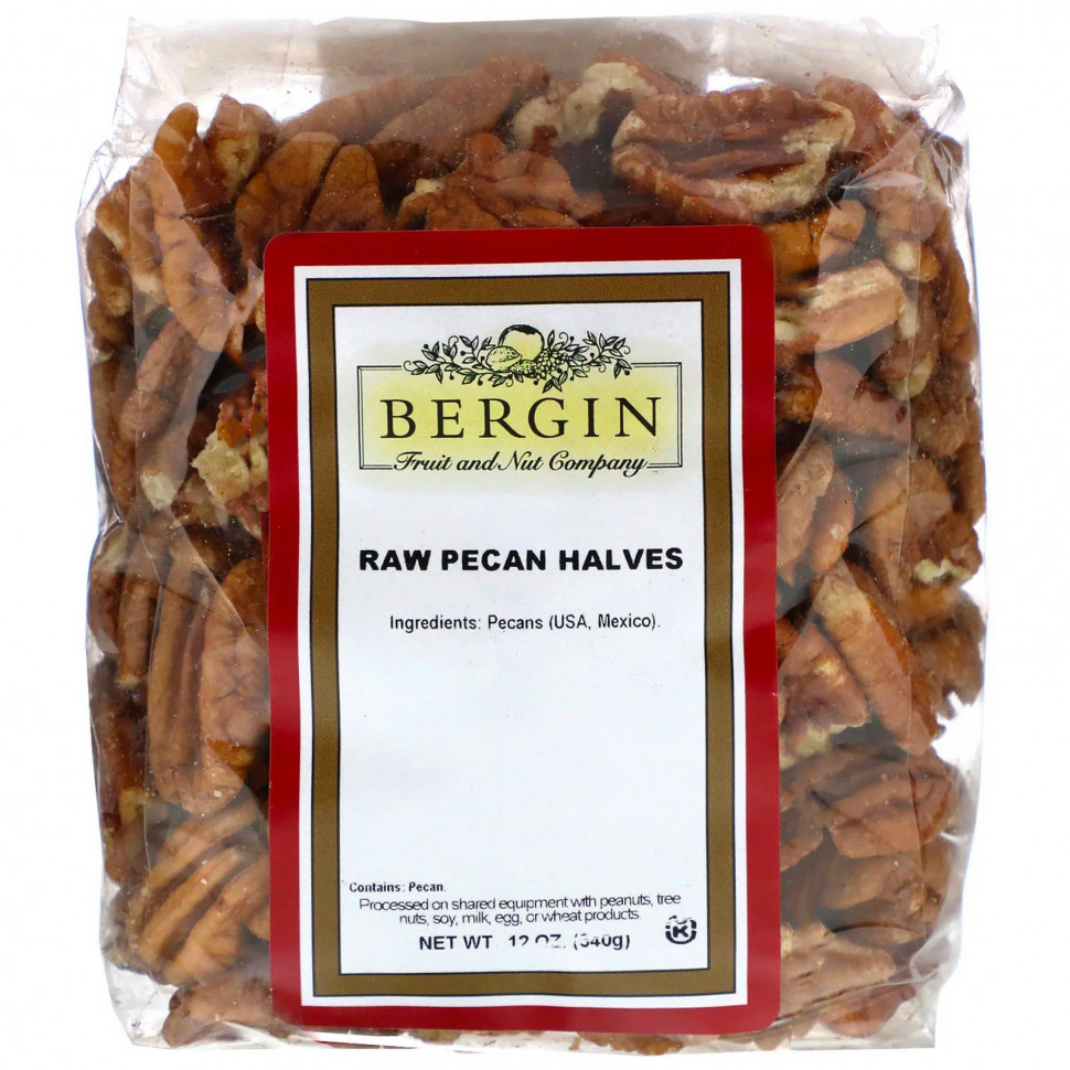 Bergin Fruit and Nut Company, Сырые половинки пекана, 340 г (12 унций) Бергин Фрут и Нат Кампани BFN-00763