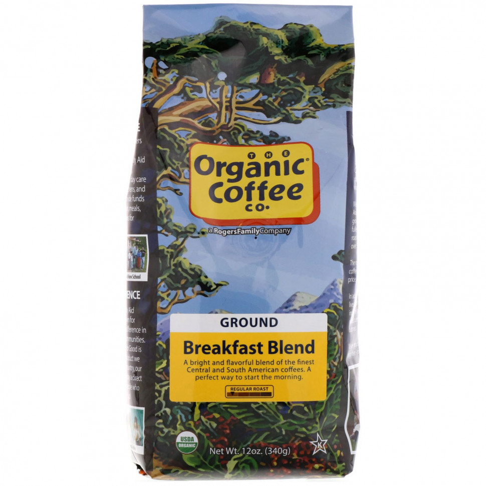 Organic Coffee Co., Смесь для завтрака, молотая, обычная обжарка, 340 г (12 унций) Органик Коффее Ко OCC-03715