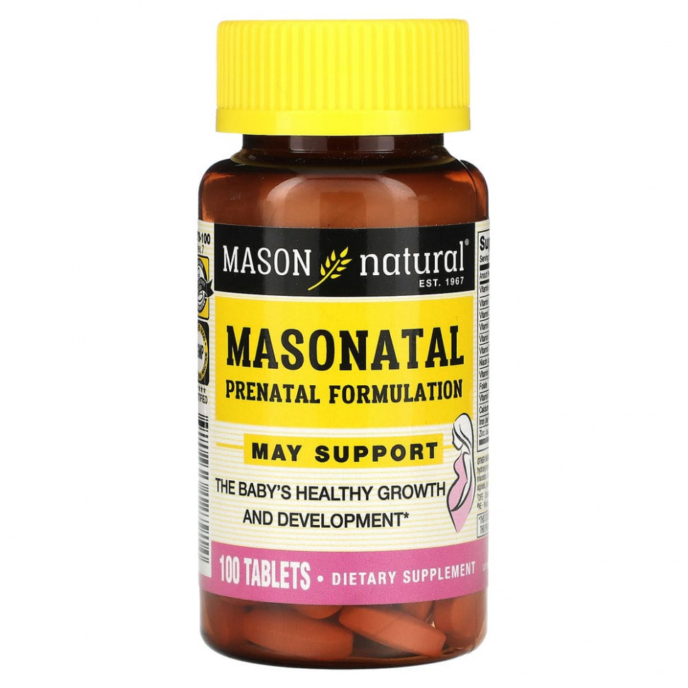 Mason Natural, Masonatal пренатальный препарат, 100 таблеток Масон Натуралс MAV-12791