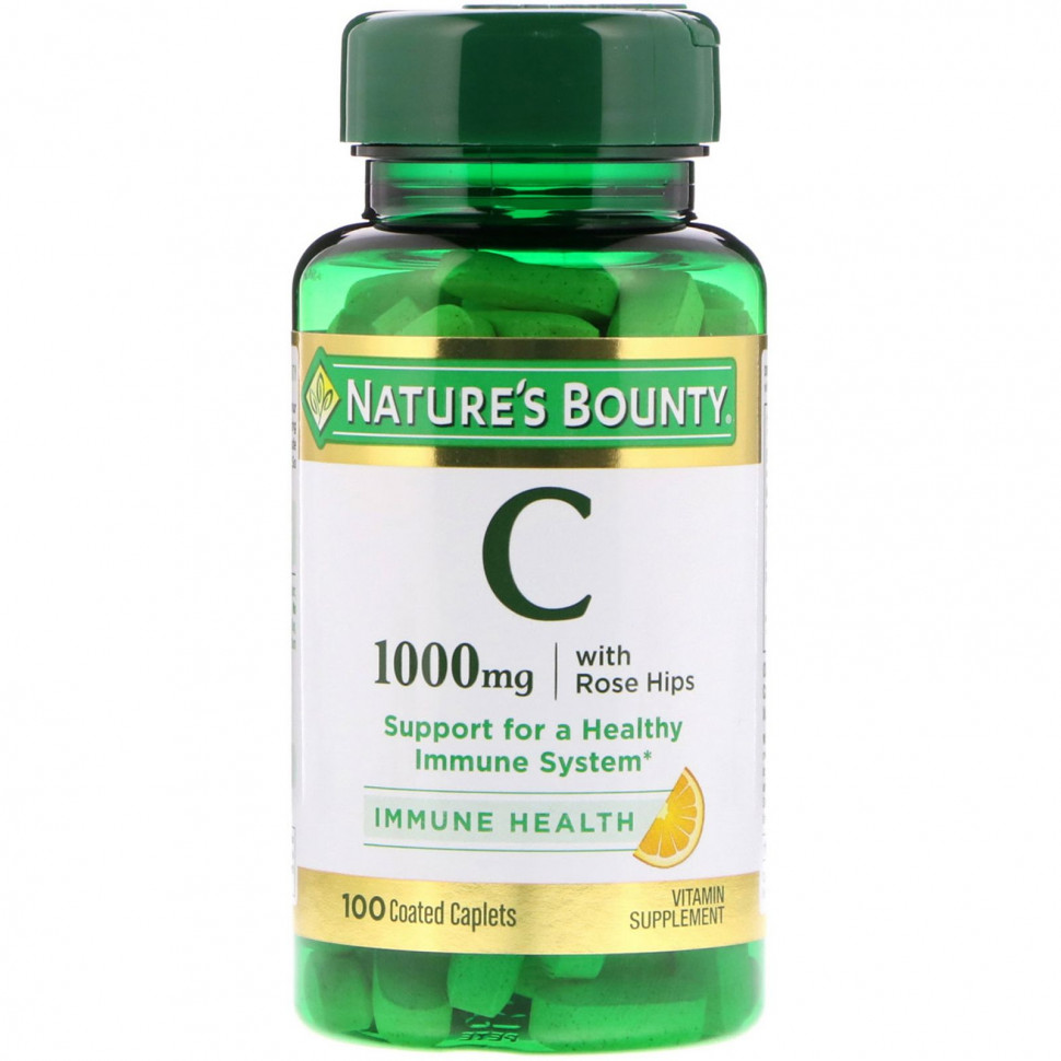 Nature's Bounty, Витамин C с шиповником, 1000 мг, 100 капсул, покрытых оболочкой Натурес Баунти NRT-00690