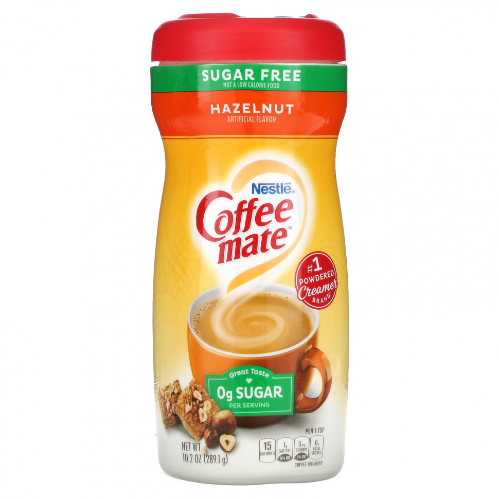 Coffee Mate, Кофейные сливки в порошке, без сахара, фундук, 289,1 г (10,2 унции) Кофе Мэйт CFE-34934