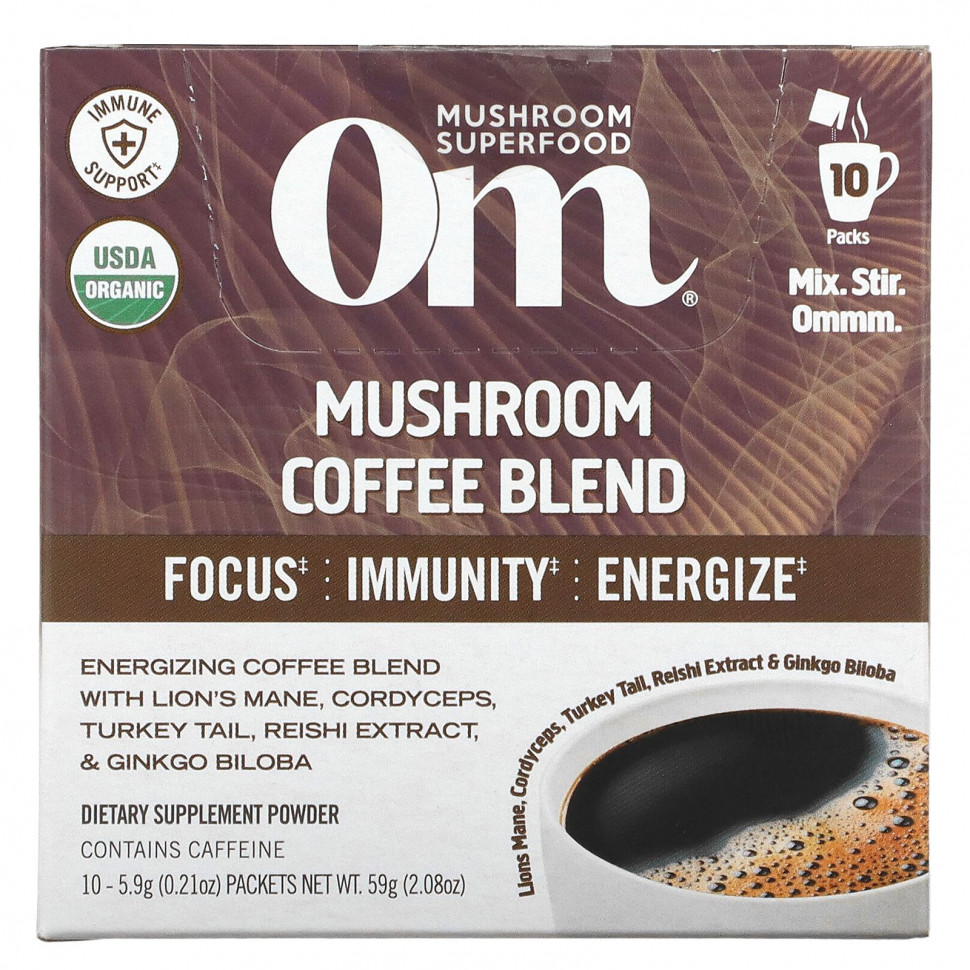 Om Mushrooms, Смесь грибного кофе, 10 пакетиков по 5,9 г (0,21 унции) OMM-00891