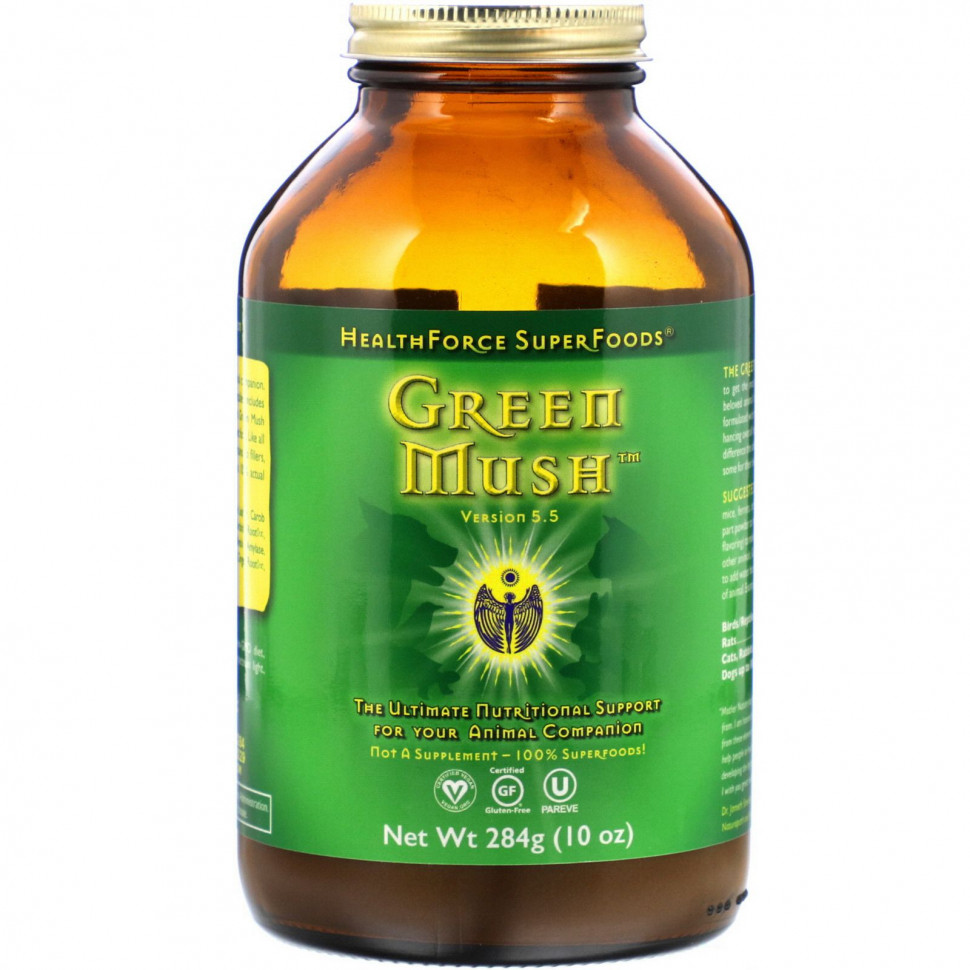 HealthForce Superfoods, Green Mush, добавка для вашего питомца, версия 5,5, 284 г (10 унций) ХэлсФорс Нутришналс HFC-00029