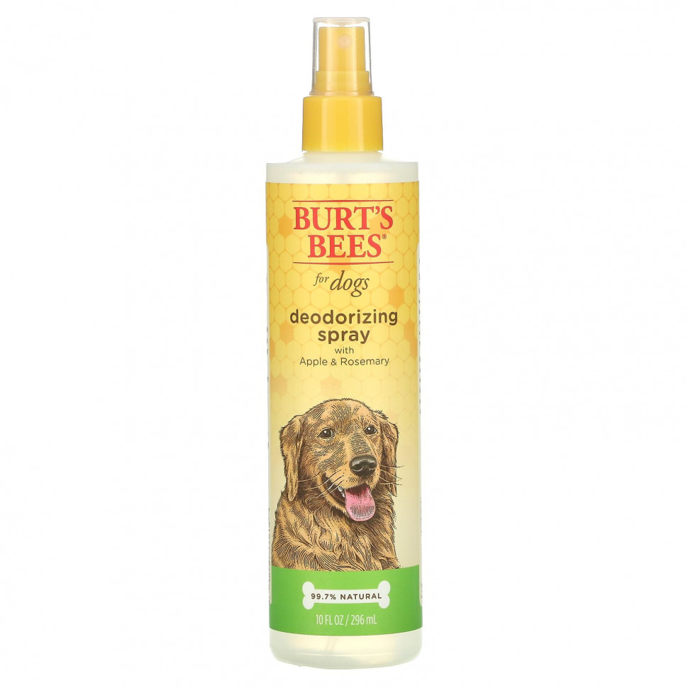 Burt's Bees, Дезодорирующий спрей для собак с яблоком и розмарином, 10 жидких унций (296 мл) BRT-77213
