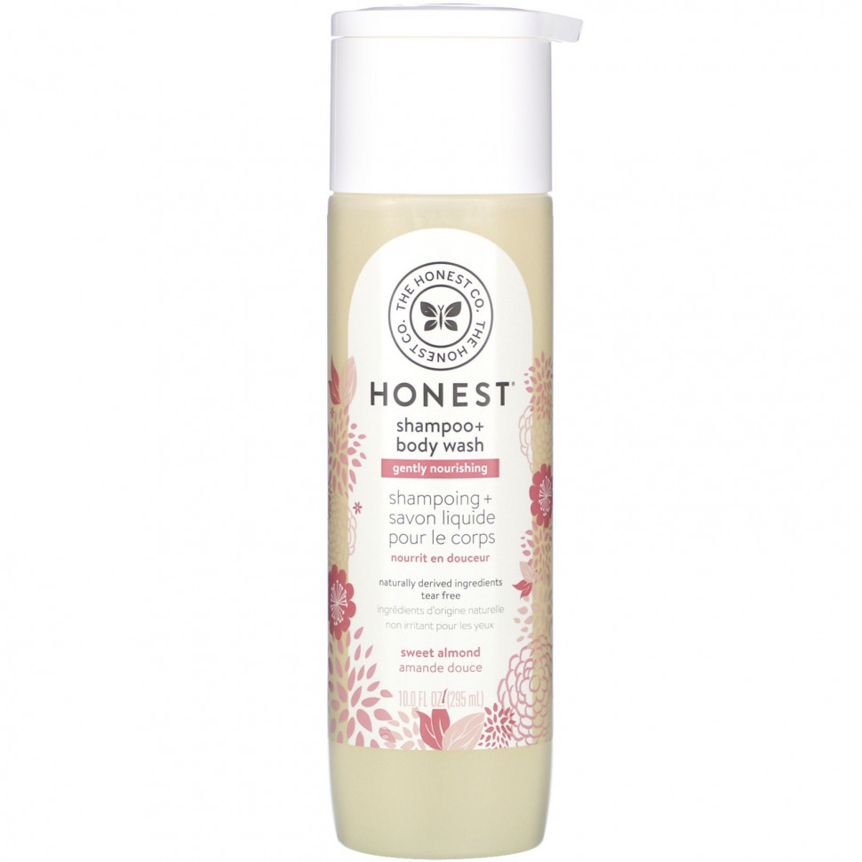 The Honest Company, Нежно питательный шампунь + гель для душа, сладкий миндаль, 10,0 жидких унций (295 мл) THC-03593