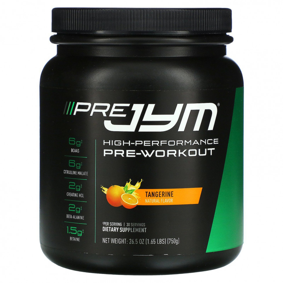 JYM Supplement Science, Pre JYM, высокоэффективный предтренировочный продукт, мандарин, 750 г (1,65 фунта) JYM-02244