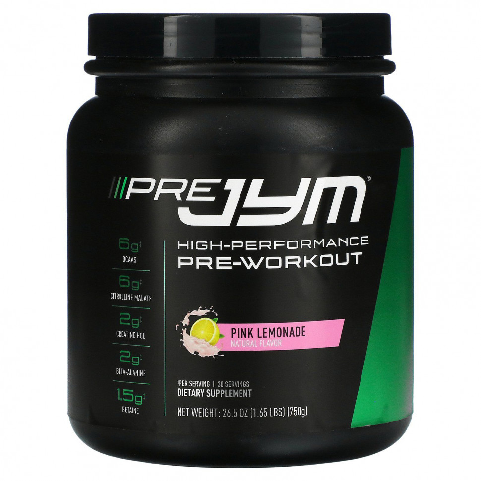 JYM Supplement Science, Pre JYM, высокоэффективное средство перед тренировкой, розовый лимонад, 750 г (1,65 фунта) JYM-02240