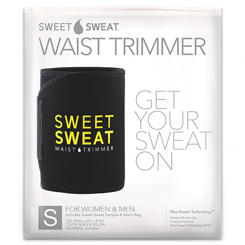 Sports Research, Sweet Sweat, пояс для похудения, маленький, черный и желтый, 1 шт. Спортс Ресерч SRE-01085