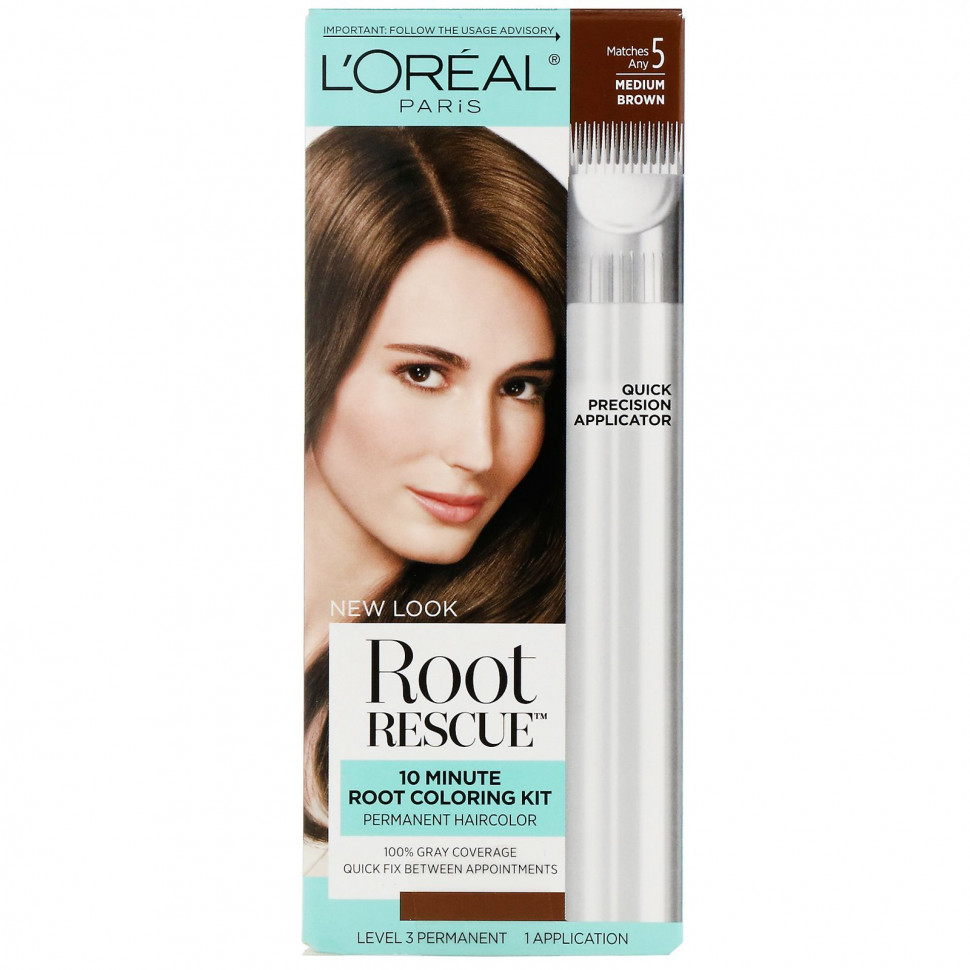 L'Oreal, Root Rescue, комплект для окрашивания корней за 10 минут, оттенок 5 каштановый, на 1 применение L'Oréal LOE-16445