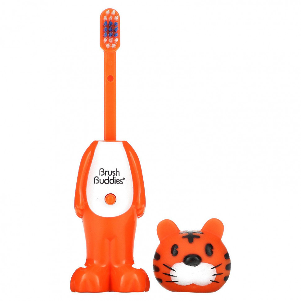 Brush Buddies, Poppin', зубастый тигр Тоби, мягкая, 1 зубная щетка Браш Баддис BBD-00302