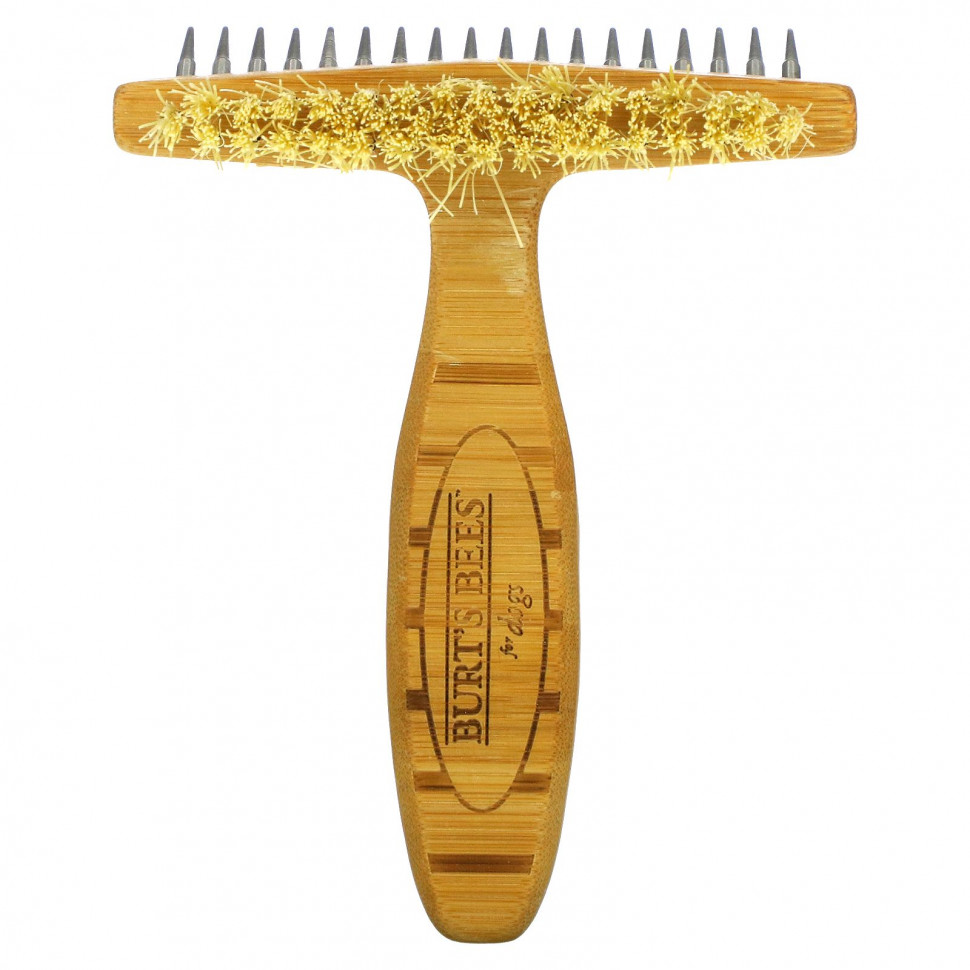 Burt's Bees, Двусторонняя щетка для собак с граблями и конопляной щетиной, 1 шт. BRT-87334