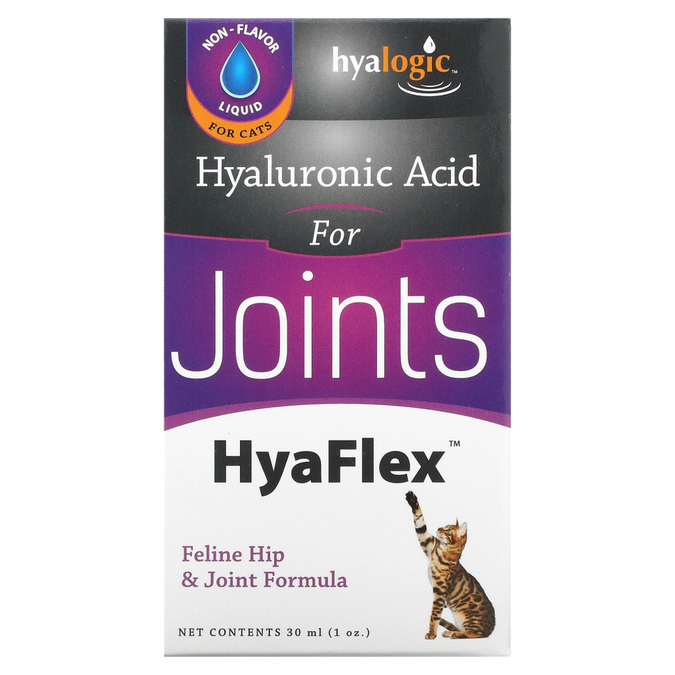 Hyalogic, HyaFlex, для кошек, гиалуроновая кислота для суставов, 30 мл (1 унция) Хиалоджик ЛЛС HYA-00003
