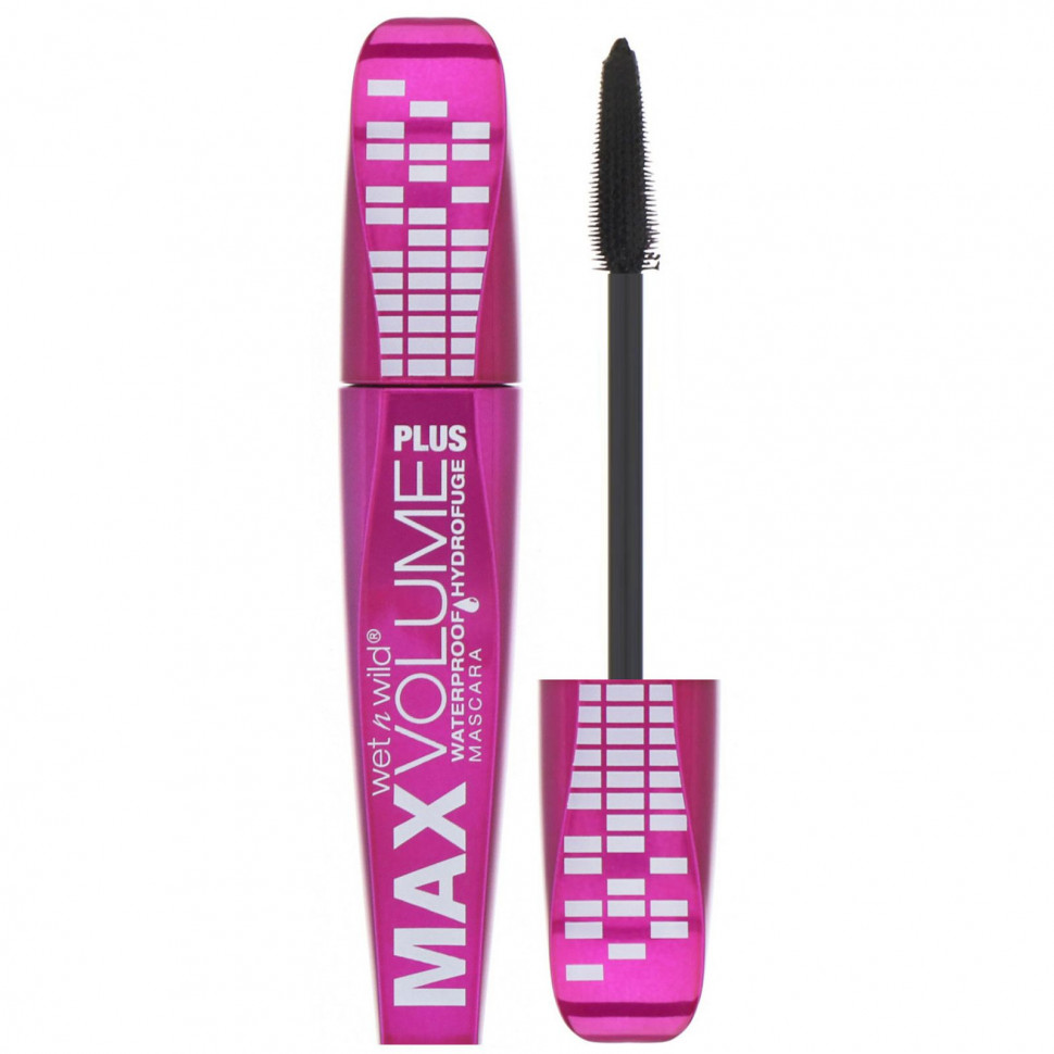 Wet n Wild, Водостойкая тушь для ресниц Max Volume Plus, оттенок Amp'd Black, 8 мл WNW-41411