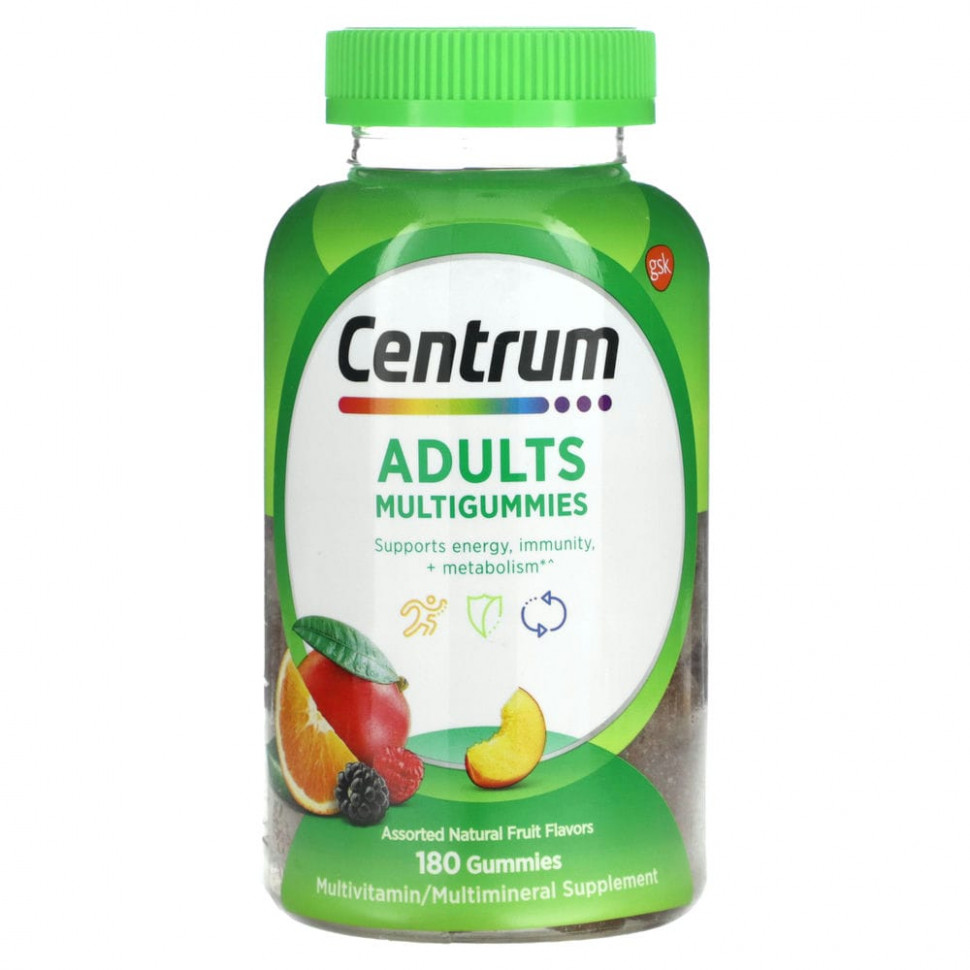 Centrum, Мультивитамины для взрослых, натуральное фруктовое ассорти, 180 жевательных таблеток CEM-28674