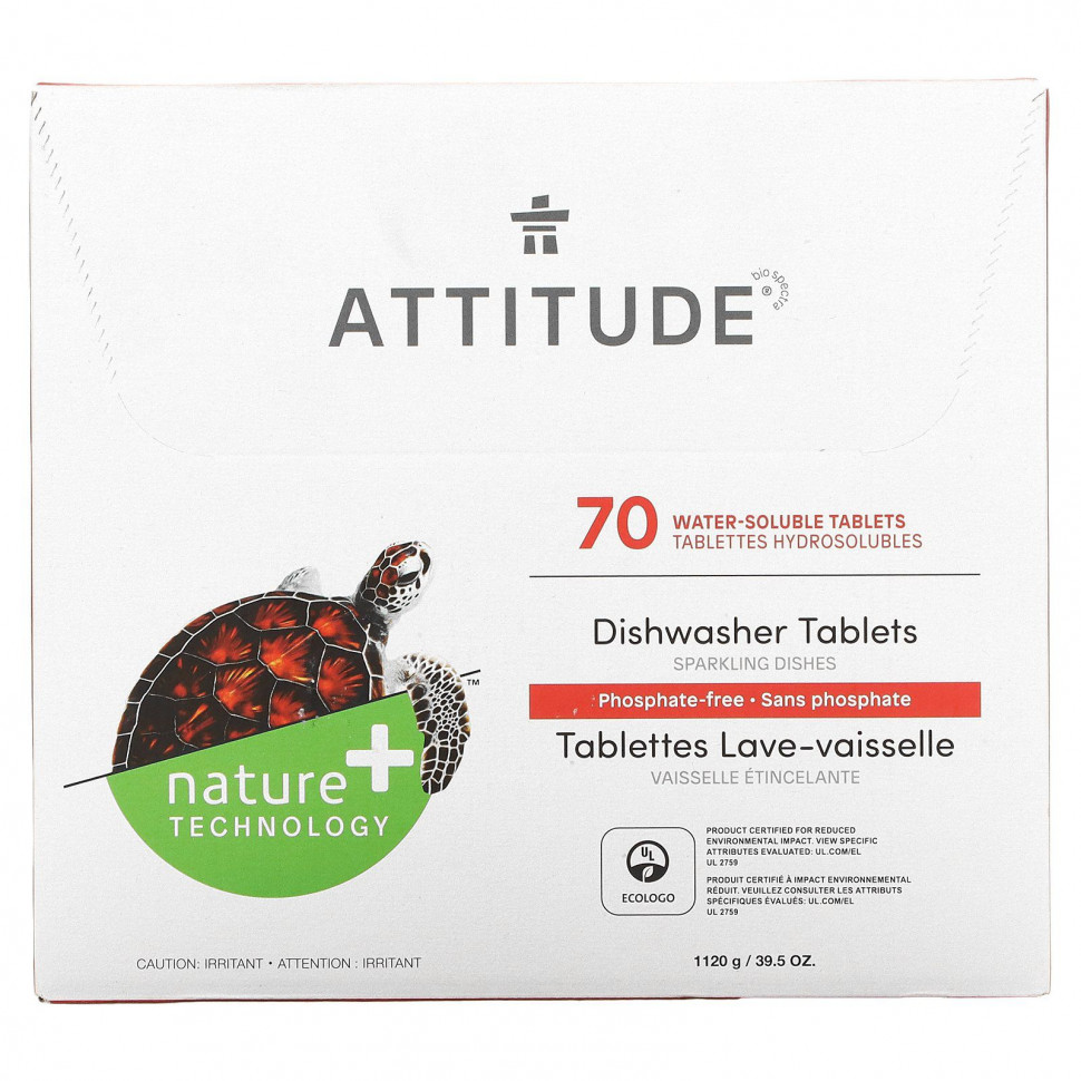 ATTITUDE, Таблетки для посудомоечной машины, 70 водорастворимых таблеток Аттитуде ATT-43229