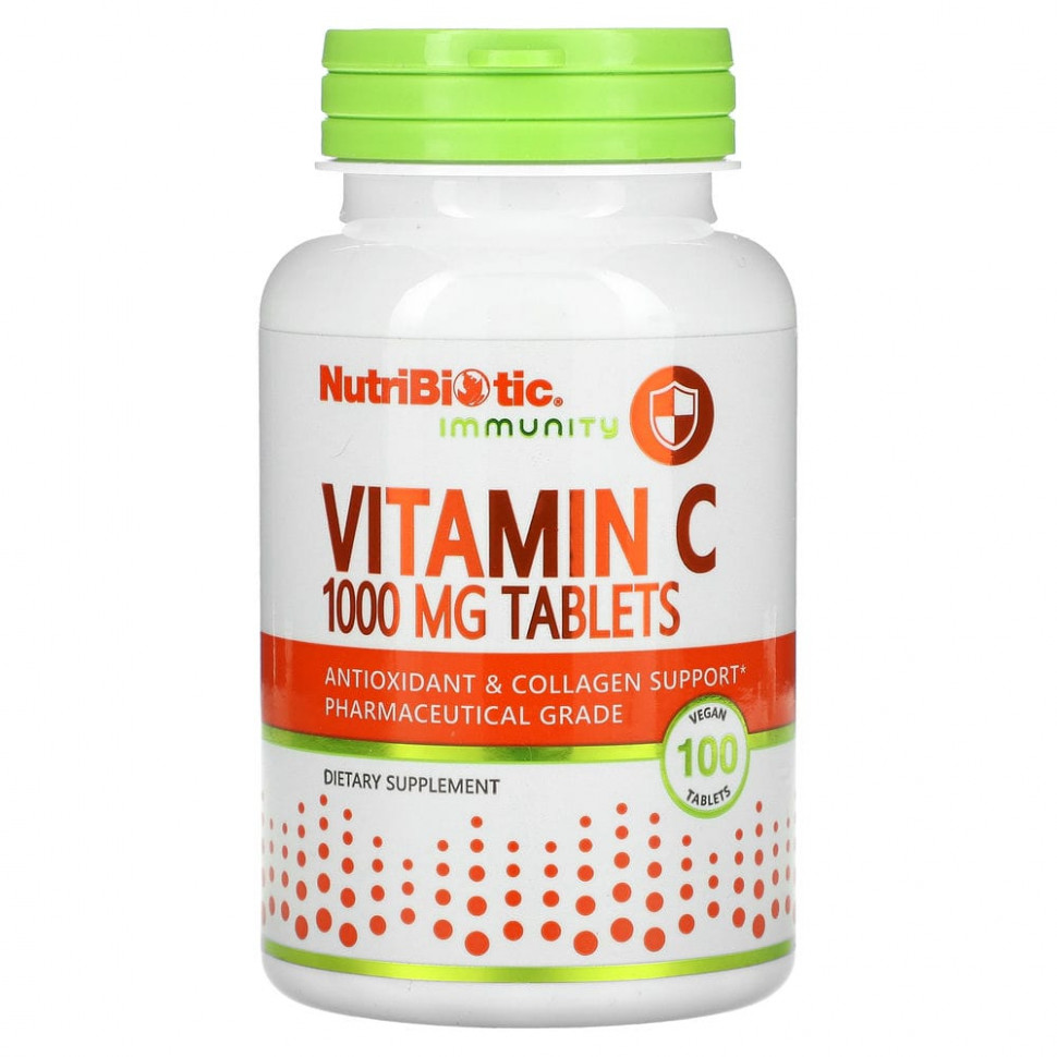 NutriBiotic, Immunity, витамин C, 1000 мг, 100 веганских таблеток НутриБиотик NBC-00280