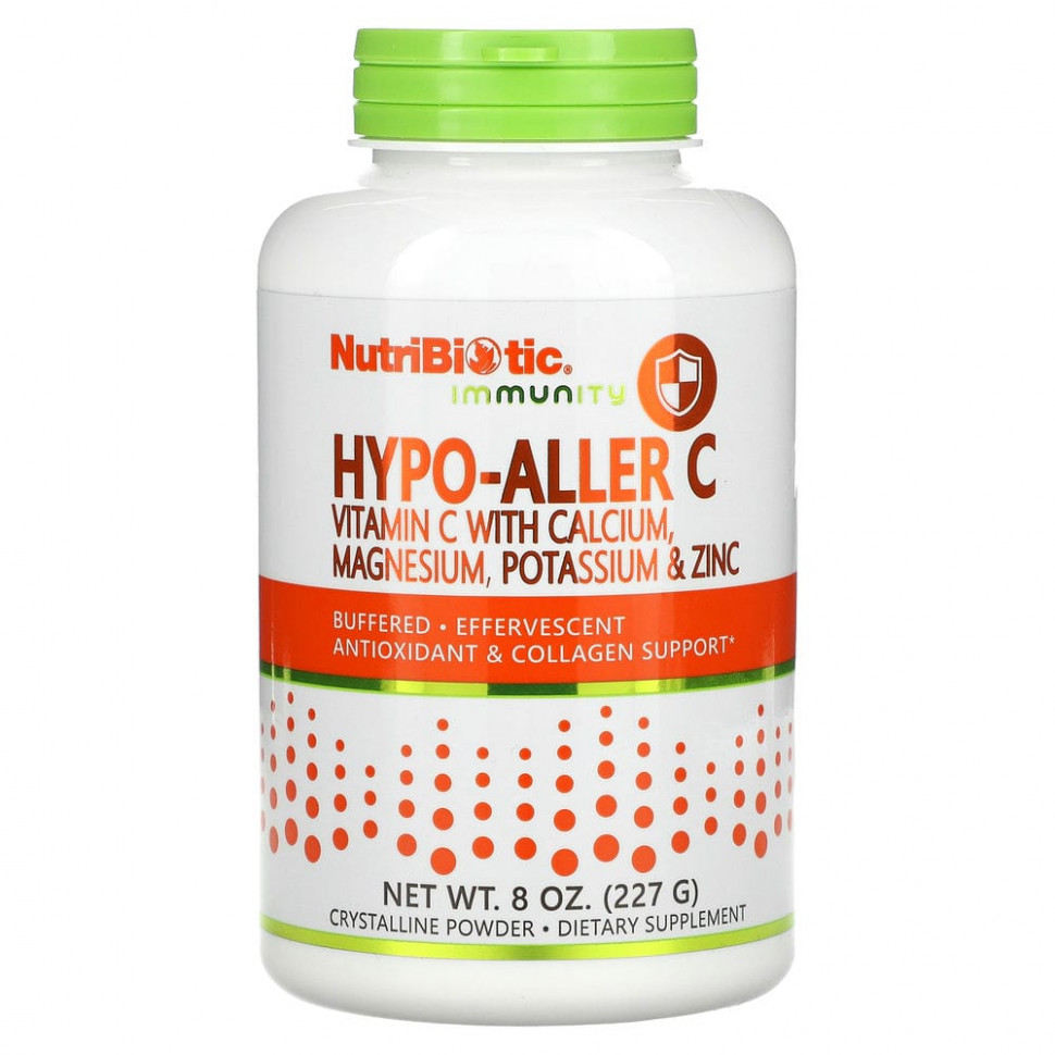 NutriBiotic, Immunity, Hypo-Aller C, витамин C с кальцием, магнием, калием и цинком, 227 г (8 унций) НутриБиотик NBC-00500