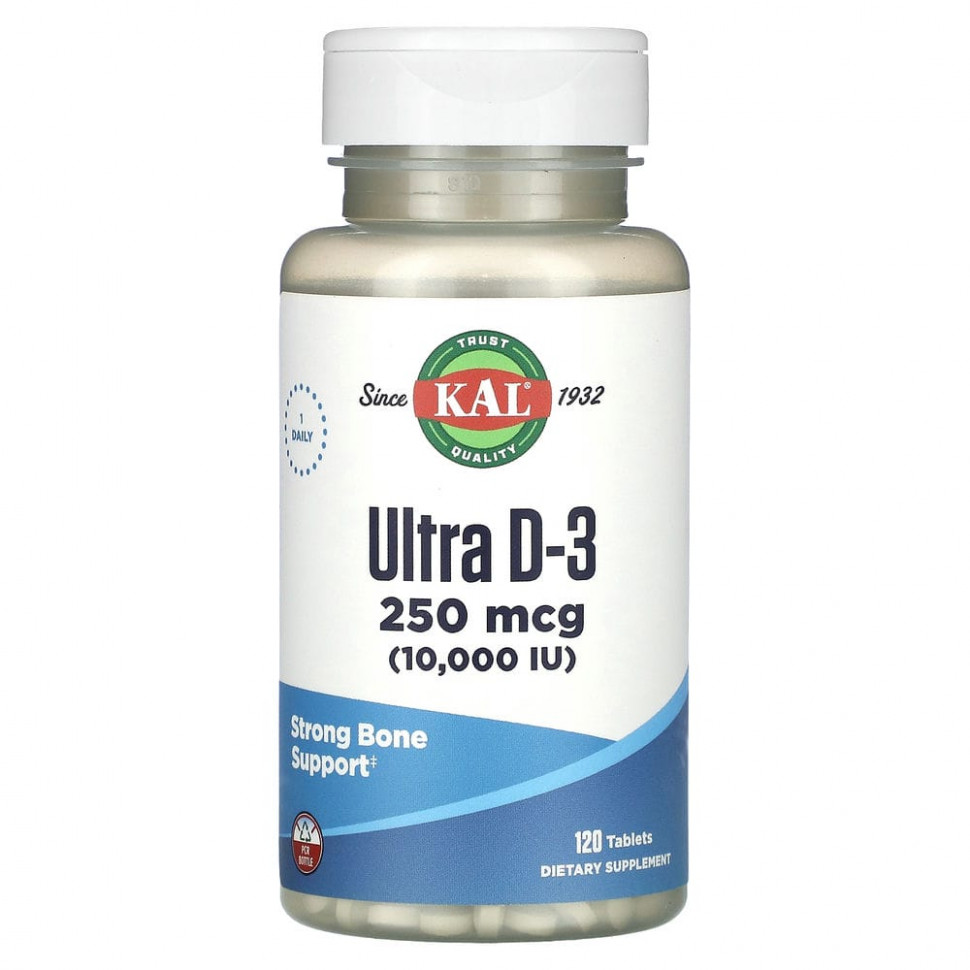 KAL, Ultra D-3, 250 мкг (10 000 МЕ), 120 таблеток КАЛ CAL-92100