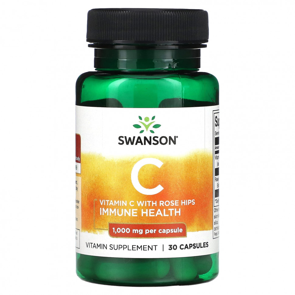 Swanson, Витамин C с шиповником, 1000 мг, 30 капсул SWV-11251