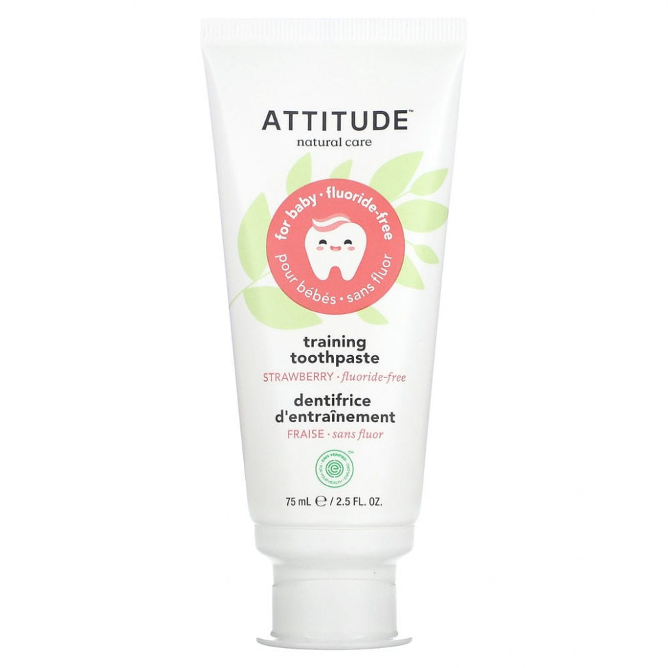 ATTITUDE, Для детей, зубная паста для тренировок, без фтора, с клубникой, 75 мл (2,5 жидк. Унции) ATT-16721
