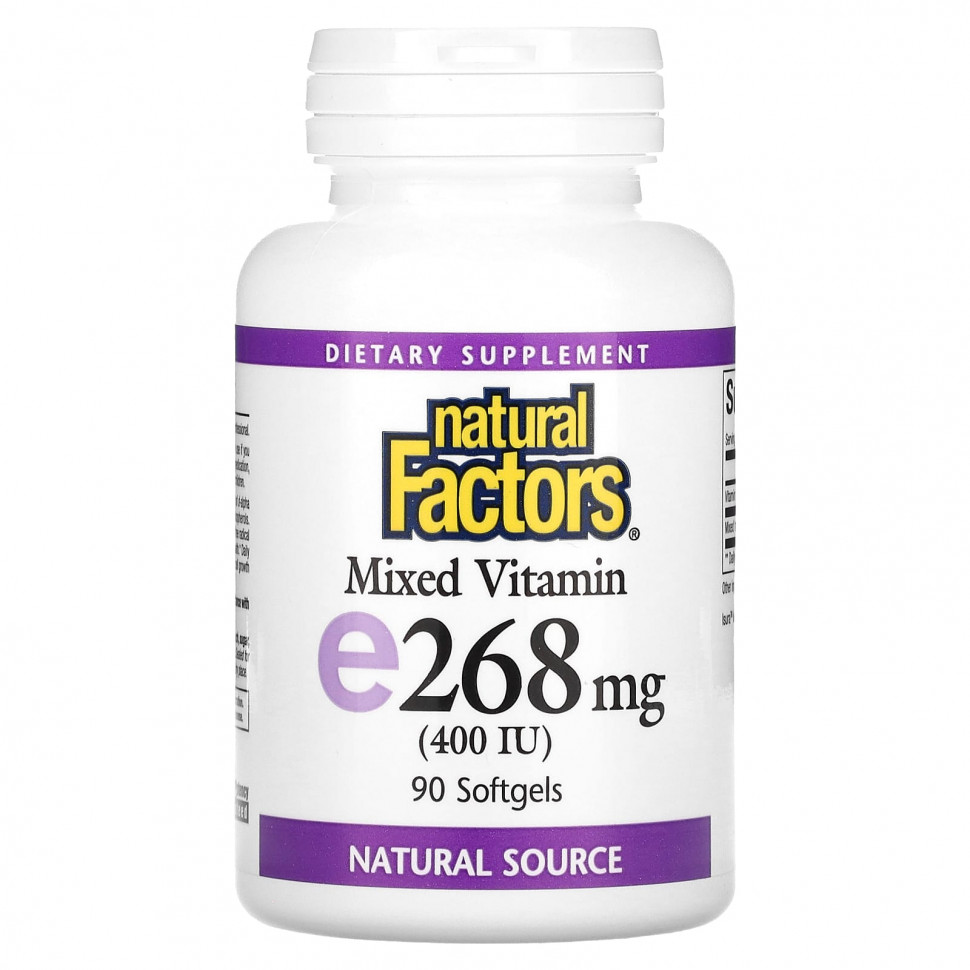 Natural Factors, Смешанный витамин E, 268 мг (400 МЕ), 90 мягких таблеток NFS-01421