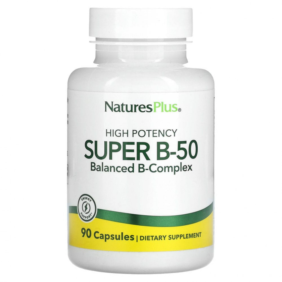 NaturesPlus, Super B-50 с высокой эффективностью, 90 капсул NAP-01320