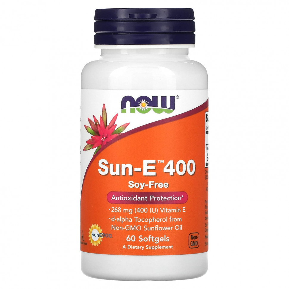 NOW Foods, Sun-E 400, 268 мг (400 МЕ), 60 мягких таблеток NOW-00935