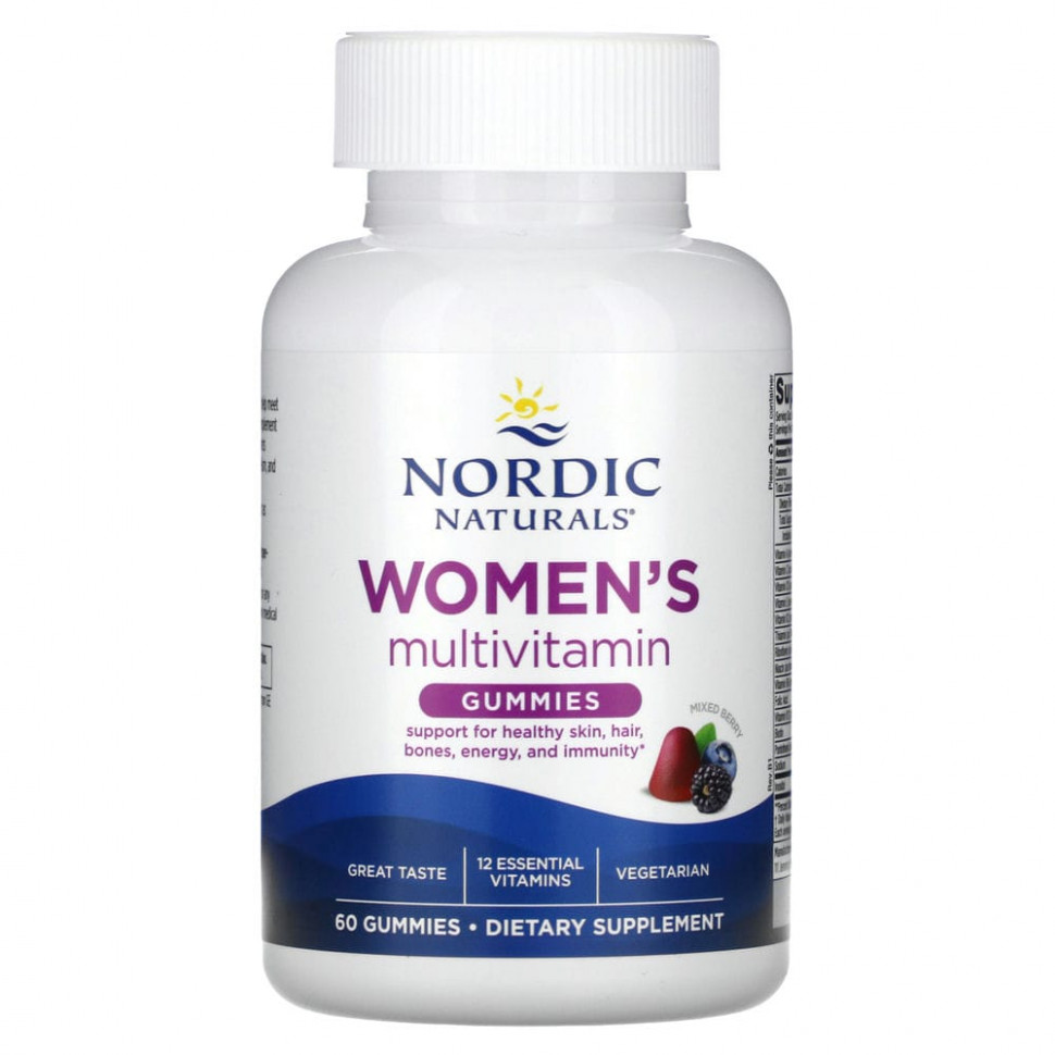 Nordic Naturals, Мультивитаминные жевательные мармеладки для женщин, ягодное ассорти, 60 жевательных таблеток Нордик Натуралс NOR-30101